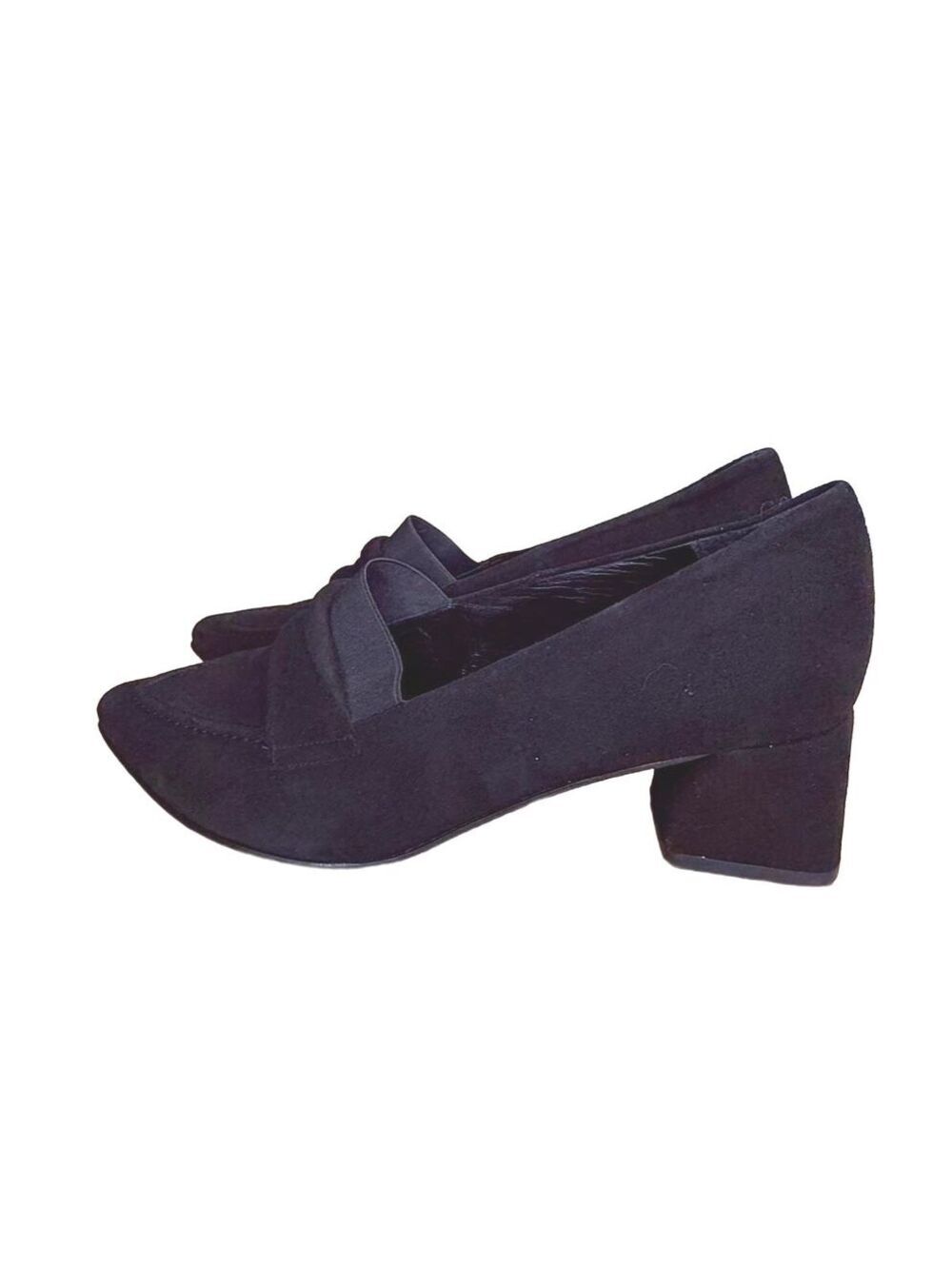 Peter Kaiser Palia Black Suede Pumps with Block Heel Size 6.5